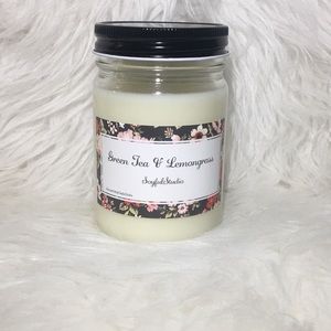 Green Tea & Lemongrass scented soy candle